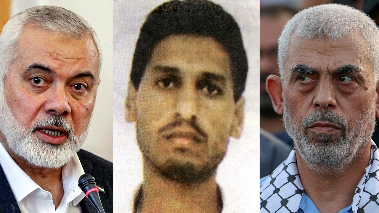 Ismail Haniyeh, Mohammed Deif and Yahya Sinwar. Picture: Mahmud Hams/Supplied/AFP