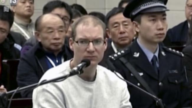 Robert Lloyd Schellenberg attends his retrial at the Dalian Intermediate People's Court. Picture; AP.