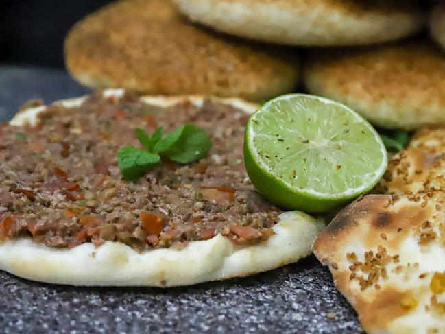 Al Fayhaa Bakery’s lamb mince manoosh. Picture: Jenifer Jagielski