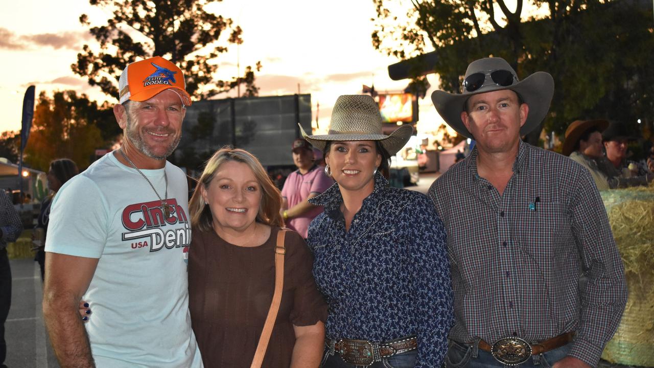 Quentin and Sandy Kersch and Holly and Troy Keliher at the Ariat APRA National Finals Rodeo at Gracemere CQLX, Thursday, November 10, 2022.