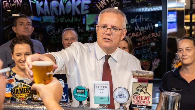 Scott Morrison at Cazalys Palmerston Club in Darwin on Monday. Picture: Jason Edwards