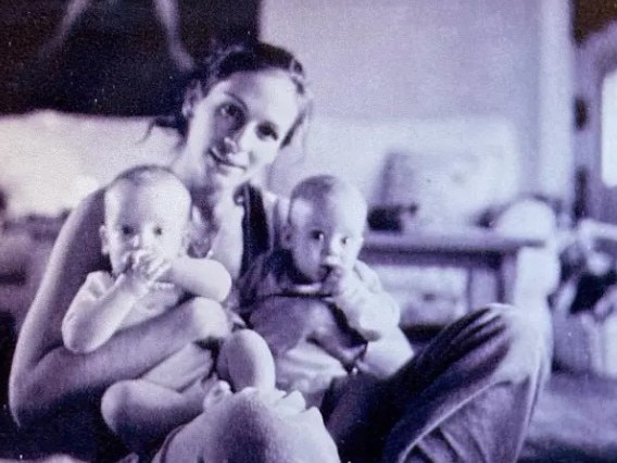 She posted a black-and-white throwback of her twins. Picture: Instagram