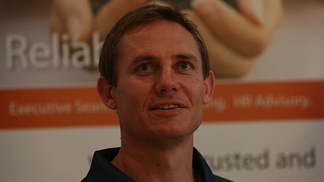 Brumbies New Director of Rugby Laurie Fisher and Brumbies new Head Coach Stephen Larkham at the Brumbies announcement of their new coaching structure in Canberra.