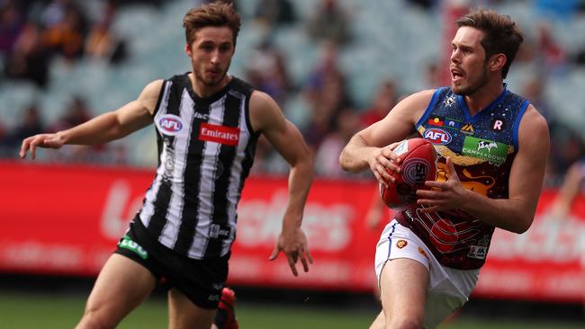 Ryan Bastinac in action for the Lions against Collingwood. Picture: Michael Klein