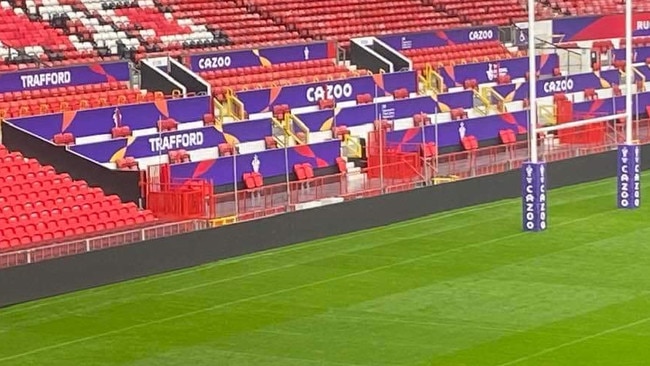 The size of the in-goals at Old Trafford ahead of Sunday morning's Rugby League World Cup final between Australia and Samoa. Credit: Twitter.