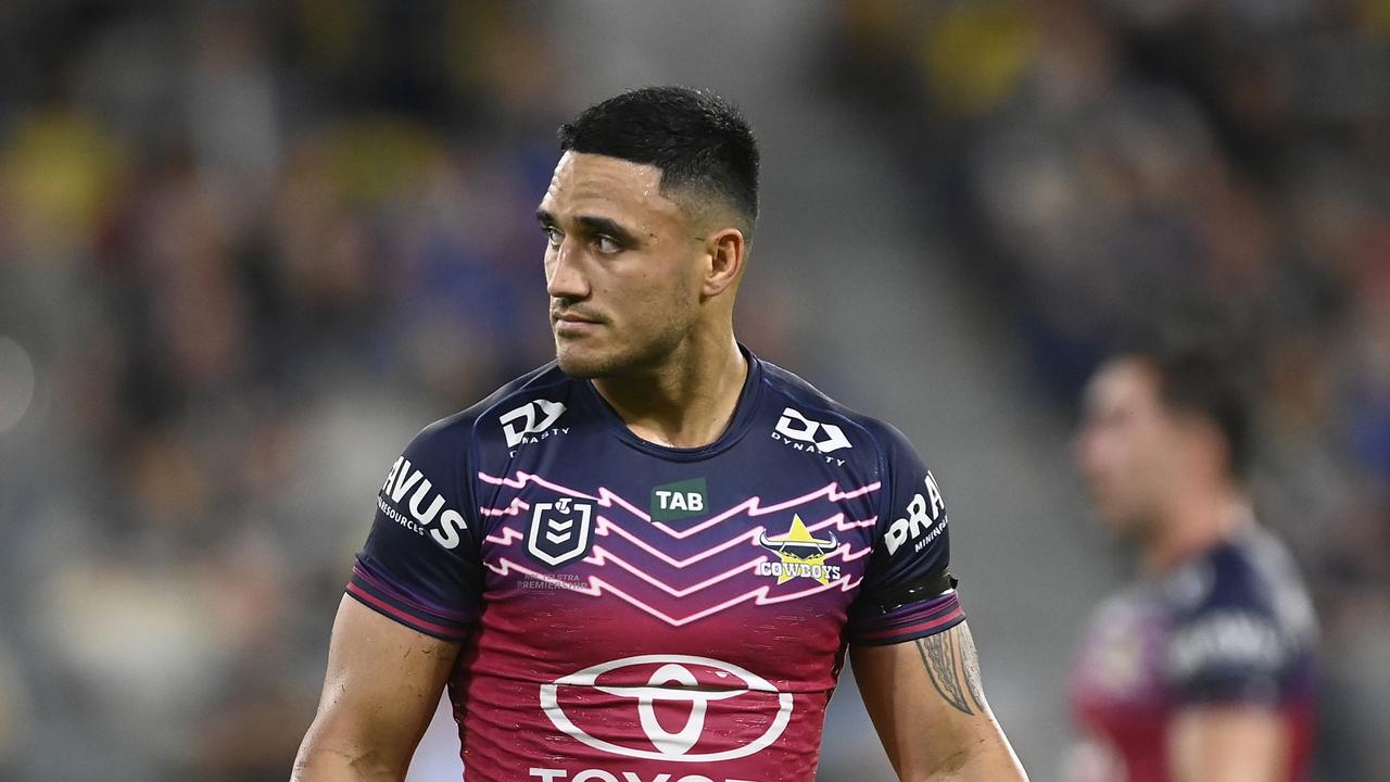 Valentine Holmes will miss the rest of the regular season, after failing in his bid to have a high tackle charge downgraded at the judiciary. Picture: Getty Images.