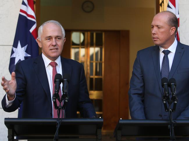 PM Malcolm Turnbull and Peter Dutton, the Minister for Immigration, announce the changes today. Picture: Kym Smith