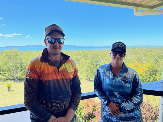 Blackwater's Nathan Seeman, 20, and his fishing buddy Shanelle Cunningham, 28, from Hydeaway Bay, spotted a 4m+ crocodile not far from the Midge Point boat ramp. Picture: Contributed