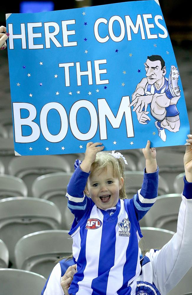 Kangaroos fans before Brent Harvey plays his record-breaking 427th game. Picture: Mark Stewart