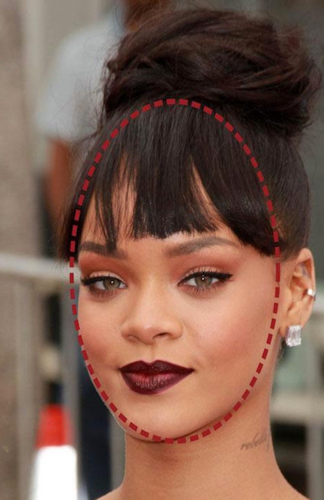 Rihanna's oval shaped face is the second most popular.