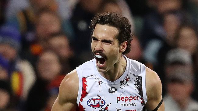 Max King slotted half a dzen for the Saints. Picture: Sarah Reed/AFL Photos via Getty Images