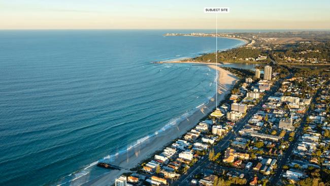 The site for a residential beachfront tower in Jefferson Lane at Palm Beach on the Gold Coast.