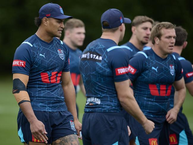 Haumole Olakau'atu in Blues camp. Picture: Brett Hemmings/Getty Images