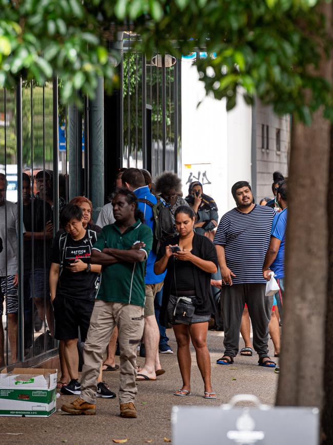 A queue at Centrelink in Darwin.