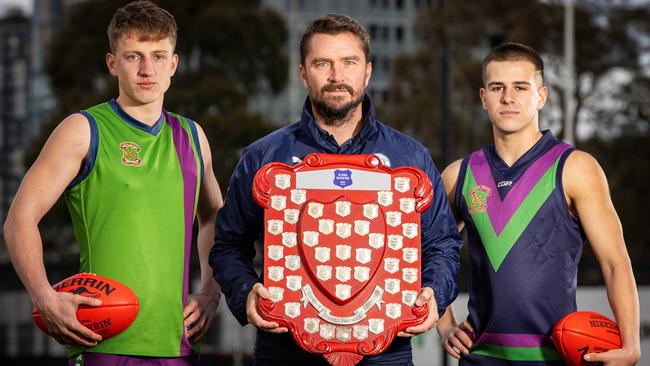 Parade College senior captain Zak Johnson, coach Ricky Dyson and intermediate captain Sonny Caruso. Picture: Mark Stewart