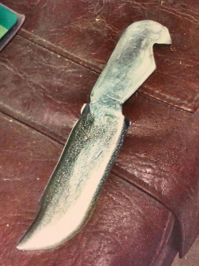 Police found dozens of homemade knives in his shed.