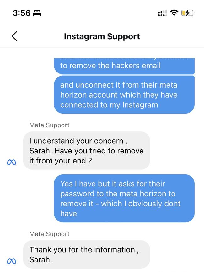 The absolute nothingness of the “help” I got from Meta. Picture: Supplied