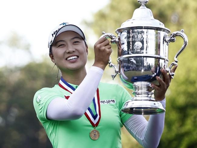 SOUTHERN PINES, NORTH CAROLINA - JUNE 05: Minjee Lee of Australia poses with the trophy after winning the 77th U.S. Women's Open at Pine Needles Lodge and Golf Club on June 05, 2022 in Southern Pines, North Carolina. (Photo by Jared C. Tilton/Getty Images) *** BESTPIX ***