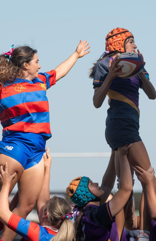 Selena Worsley Cup Game 1. Downlands first VII vs Glennie 18S. 2024 O'Callaghan Cup day at Downlands College. Photo by Nev Madsen