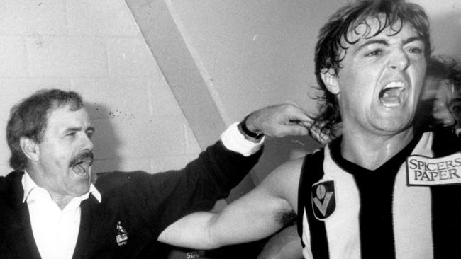 The Pies have been signing ‘Good Old Collingwood’ for a long time, since well before the days of Leigh Matthews and Mick McGuane. Picture: Stuart Hannagan