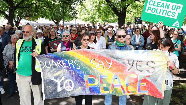 An anti-protest laws rally on Parliament Lawns. Picture: NIKKI DAVIS-JONES