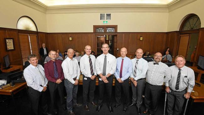 Gympie Council 2018 Hilary Smerdon, Dan Stewart, Glen Hartwig, Bob Leitch, Mick Curran, Bob Fredman, Mal Gear, Daryl Dodt and Mark McDonald. Picture: Renee Albrecht