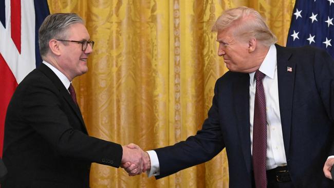 (FILES) US President Donald Trump holds a press conference with British Prime Minister Keir Starmer in the East Room of the White House in Washington, DC, on February 27, 2025. Keir Starmer and Donald Trump spoke on Sunday and discussed 