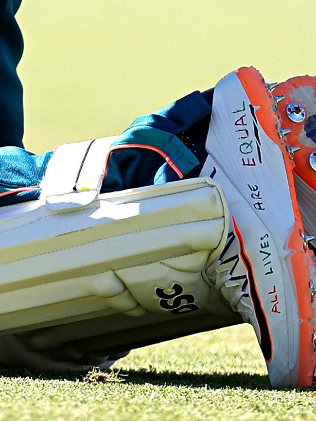 The message Usman Khawaja planned to wear on his shoes. Picture: Paul Kane/Getty Images