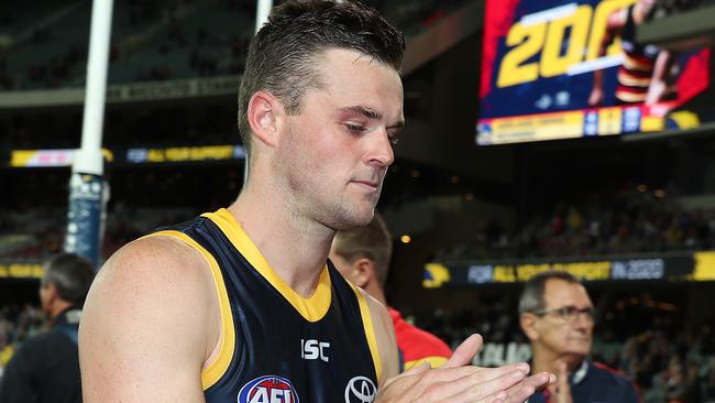 Brad Crouch as he walks off after the last game for the year Picture: Sarah Reed