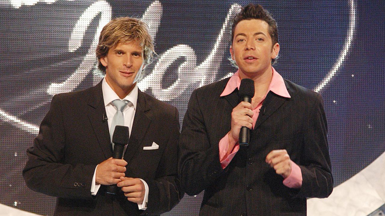 James Mathison (right) with Andrew G (now known as Osher Gunsberg) on Australian Idol in 2004.