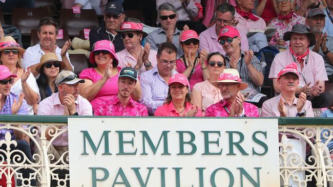 The crowd in the members' pavilion AT THE SCG during the third Test match between Australia and New Zealand in January.