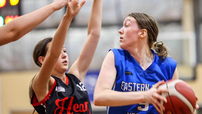 Olivia Bradley (right) and Eastern Hills took out the under-18 girls division one crown at the SA Junior Country Championships. Picture: Russell Millard