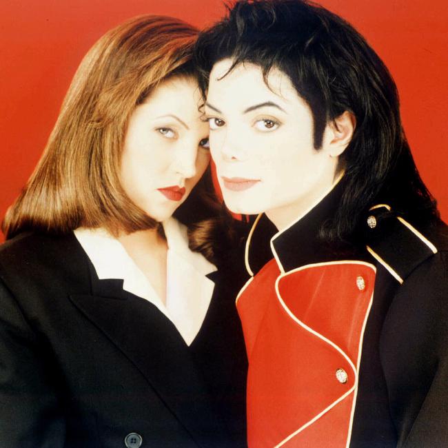 Singer Michael Jackson with then-wife Lisa Marie Presley in 1995.