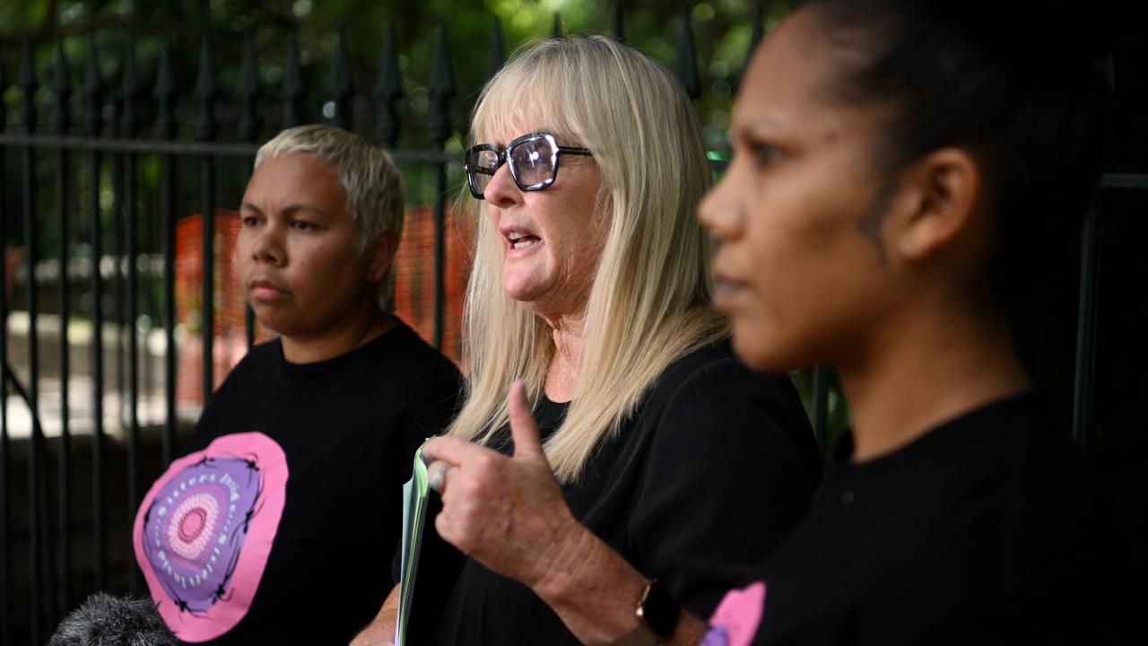 BRISBANE, AUSTRALIA – NewsWire Photos – FEBRUARY 21, 2023. Human rights activist and prison reformer Debbie Kilroy speaks to the media outside Parliament House. Ms Kilroy has been a vocal advocate against the demonisation of youth crime. Picture: NCA NewsWire / Dan Peled