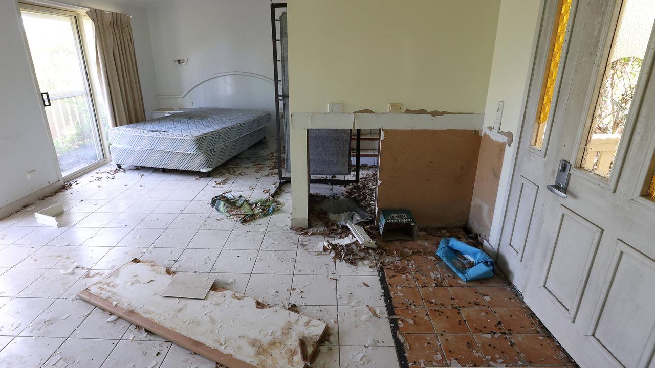 Inside a trashed villa at Great Keppel Island resort.