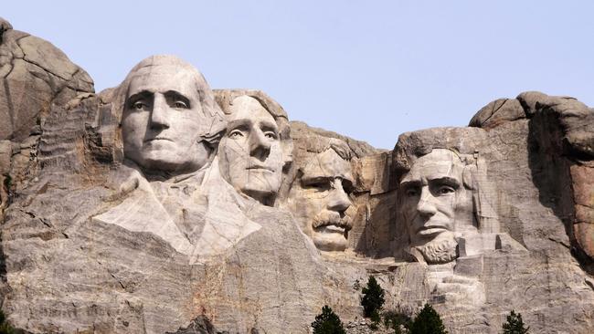 Mount Rushmore. From left, George Washington, Thomas Jefferson, Theodore Roosevelt, Abraham Lincoln. Picture: Barry O'Brien