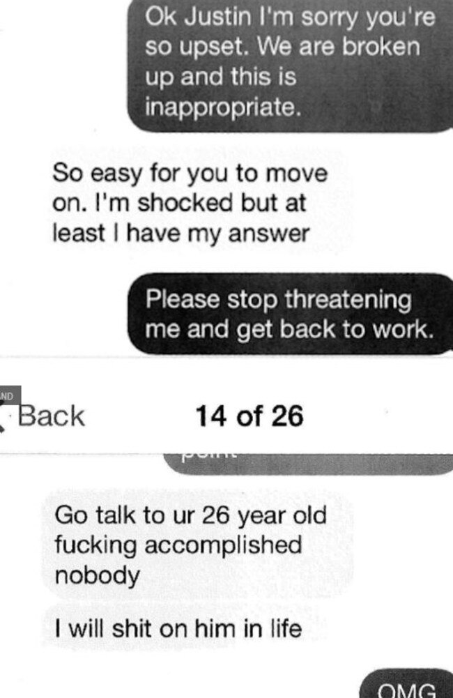 Texts published on Gawker from Tinder co-founder Justin Mateen to Whitney Wolfe.