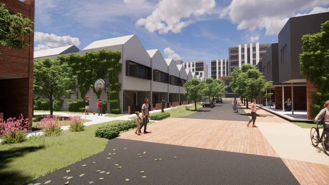 Artist's impression of townhouses along an internal road. Picture: Hames Sharley