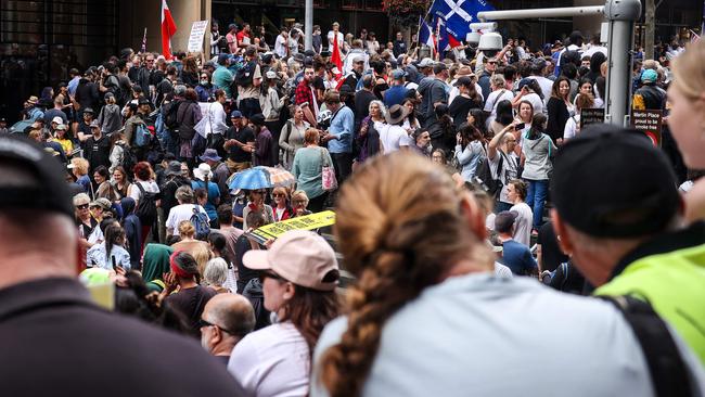 Part of Saturday's protest against Covid-19 lockdowns and vaccine mandates in Sydney. Picture: AFP