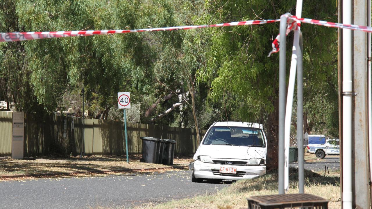 Mahomed St in The Gap, Alice Springs, was taped off by NT Police on Sunday, March 2, 2025. Picture: Gera Kazakov