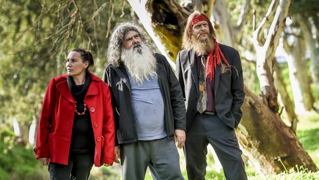 ‘There were Aboriginal people who had been knocked back for a similar project’: Nadia Matko and her husband Yuandamarra, right, and Kaurna elder Jeffrey Newchurch in Gawler. Picture: Roy Van Der Vegt