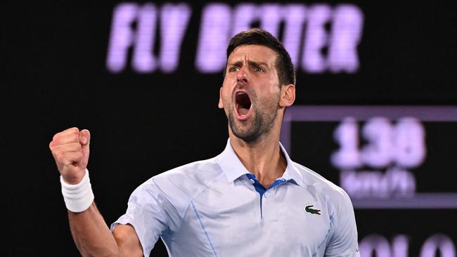 Novak finally got the win. Photo by WILLIAM WEST / AFP