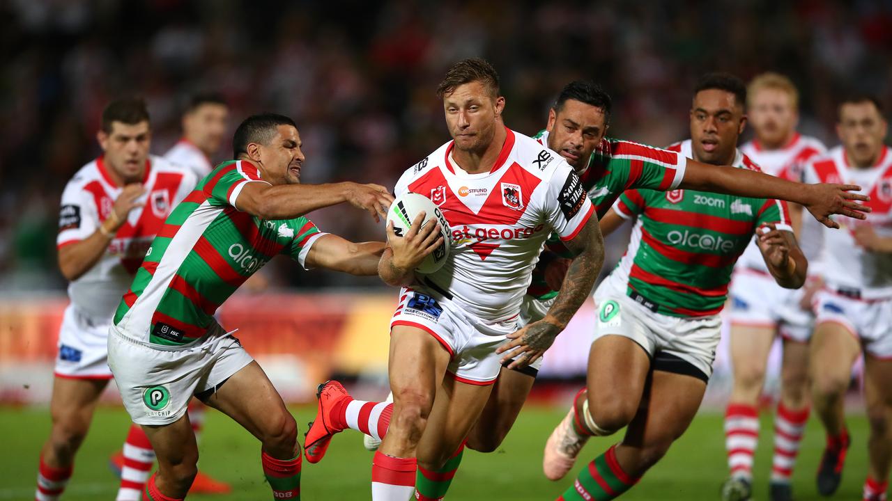 Tariq Sims struggled with injury in 2019 but was one of the Dragons best forwards. Picture: Getty Images.