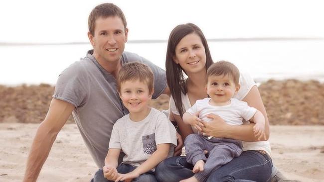 TRAGEDY: Damien and Melissa Little with their sons, Koda and Hunter.