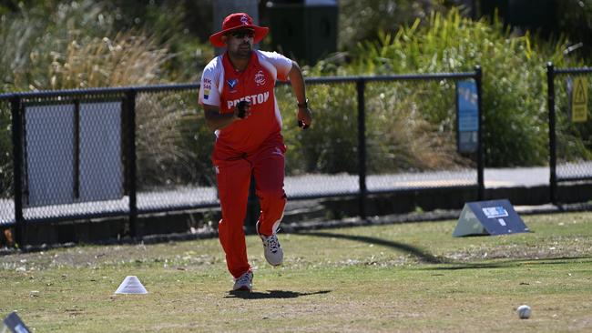 Preston’s Mahesh Kodamullage intercepts the ball. Picture: Andrew Batsch