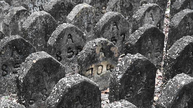 Unmarked graves at Goodna Cemetery. Picture: John Gass