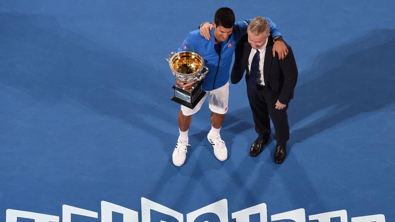 Novak Djokovic after winning last year’s Open. Picture: AFP Images