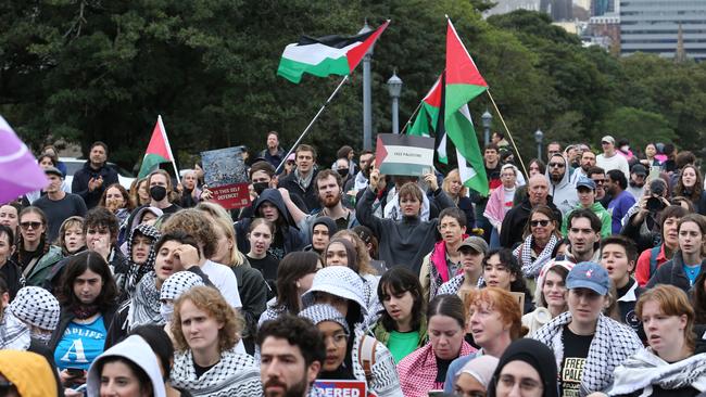 Pro-Palestine encampment protesters gather at the University of Sydney Picture: Britta Campion/The Australian