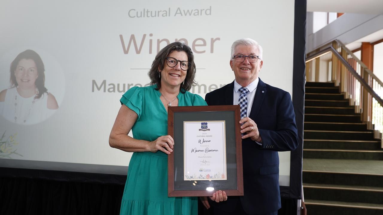 Maureen Cameron won the cultural award at the Cairns Citizen of the Year awards, a formal ceremony at the Cairns Performing Arts Centre. Picture: Brendan Radke