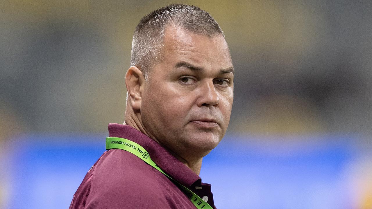 TOWNSVILLE, AUSTRALIA - JULY 06: Sea Eagles coach Anthony Seibold looks on before the start the round 18 NRL match between North Queensland Cowboys and Manly Sea Eagles at Qld Country Bank Stadium, on July 06, 2024, in Townsville, Australia. (Photo by Ian Hitchcock/Getty Images)